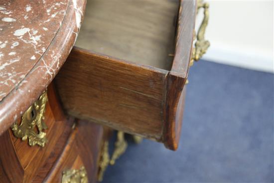 A Louis XV ormolu mounted kingwood bombe commode stamped L.M.Malle W.4ft 2in. D.2ft 2in. H.2ft 11in.